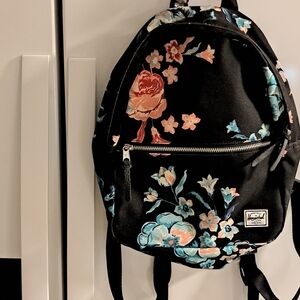 Herschel Supply Company Black Backpack with Floral Accents